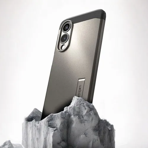 Etui Spigen Tough Armor MagSafe na Samsung Galaxy S25 Edge - szaro-czarne na Arena.pl