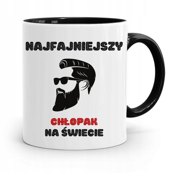 Kubek Czarny Dla Chłopaka Najfajniejszy Chłopak Z Nadrukiem Ze Zdjęciem zdjęcie 1