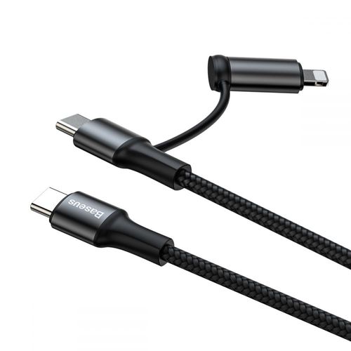 BASEUS 2IN1 TYPE-C TO TYPE-C & LIGHTNING CABLE 100CM BLACK na Arena.pl