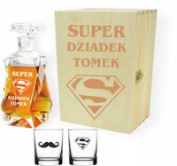 KARAFKA z grawerem + 2 szklanki skrzynka PREZENT