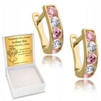 Złote Kolczyki 585 Cyrkonie Chrzest Komunia Urodziny Roczek Grawer ZŁOTO