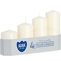 Świece pieńkowe walce stopniowane BISPOL Aura sw50/4-011 (ecru) 4szt.