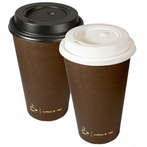 Kubki papierowe do kawy 400 ml SUP C4Y + wieczka – zestaw 100 sztuk na Arena.pl