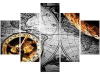 70 100CM OBRAZ 5 ELEM ZABYTKOWA MAPA DRUK PŁÓTNO