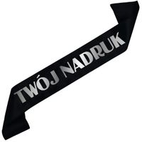 Szarfa czarna  z Twoim nadrukiem w kolorze srebrnym