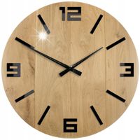 Zegar Ścienny Akrylowy Mechanizm Kwarcowy Arabic Wood Black 50 cm Okrągły