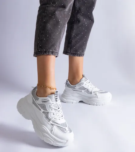 Białe sneakersy z brokatowymi wstawkami Rigel 40 na Arena.pl