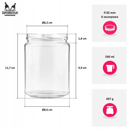 10x SŁOIKI SZKLANE Z ZAKRĘTKAMI 540 ML NA GRZYBY NA PRZETWORY DŻEM + na Arena.pl