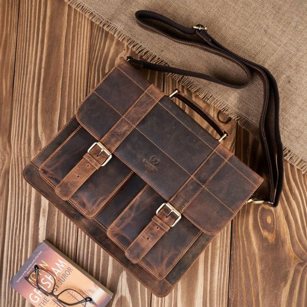 torba męska na ramię skórzana vintage brązowa paolo peruzzi t-100-hbr zdjęcie 1