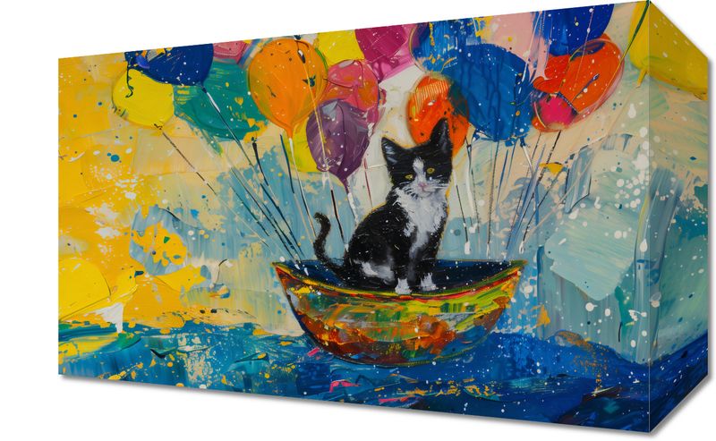 Obraz 30x20cm Kot na Łodzi zdjęcie 1