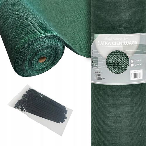SIATKA CIENIUJĄCA MATA OSŁONA PŁOT OGRODZENIE 1,5x50m 62%+OPASKI UV ZIELONA na Arena.pl