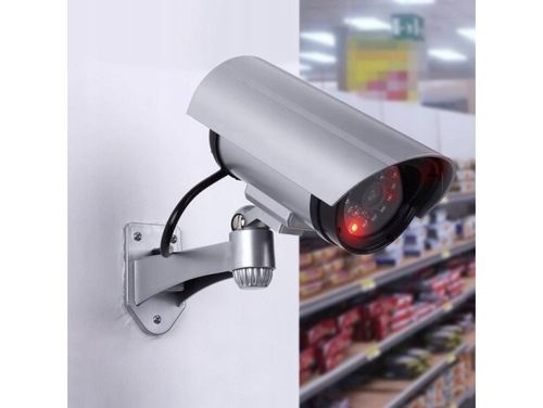Kamera atrapa led monitoring zewnętrzna ścienna z diodą migająca srebrny na Arena.pl