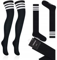 ZAKOLANÓWKI BAWEŁNIANE INTENSO W PASKI CZARNE JAKOŚĆ PREMIUM POLSKI PRODUKT