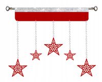 Firana świąteczna Boże Narodzenie Lambrekin GWIAZDKI czerwone glamur 150 cm