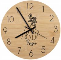 Bambusowy ZEGAR ścienny z nadrukiem UV Z TWOIM IMIENIEM PERSONALIZOWANY