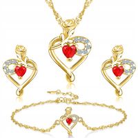 ZŁOTY KOMPLET BIŻUTERII DAMSKIEJ - ZESTAW BIŻUTERII SREBRO 925 POZŁACANE