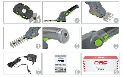 NOŻYCE AKUMULATOROWE DO TRAWY I KRZEWÓW NAC TA 72-B15-JN 7.2 V 2 OSTRZA na Arena.pl