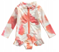 STRÓJ KĄPIELOWY DZIEWCZĘCY KOMBINEZON ORANGE TIE DYE UV UPF50+ 110 4+ LAT