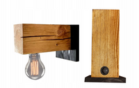 Kinkiet drewniany lampa loft scienna z włącznikiem