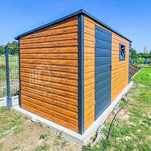 Schowek - Domek ogrodowy 4x2 + wiata 0,5m Drzwi Okno dach spad w tył ID656 na Arena.pl