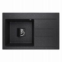 ZLEWOZMYWAK GRANITOWY LAVELLO QUBE 1.0 CZARNY GRAFIT PRAWY