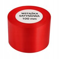 SZEROKA Wstążka Czerwona Tasiemka Satynowa 100mm/22mb Dekoracyjna