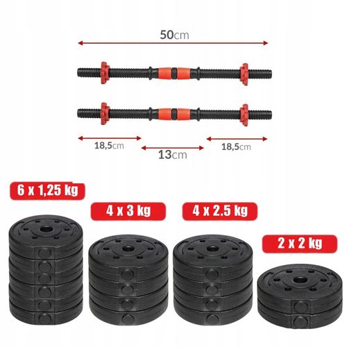 HANTLE ZESTAW HANTLI REGULOWANYCH DO ĆWICZEŃ 35 kg + SZTANGA na Arena.pl