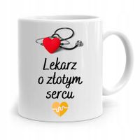Kubek Prezent Dla Doktora Lekarz O Złotym Sercu Z Nadrukiem Ze Zdjęciem