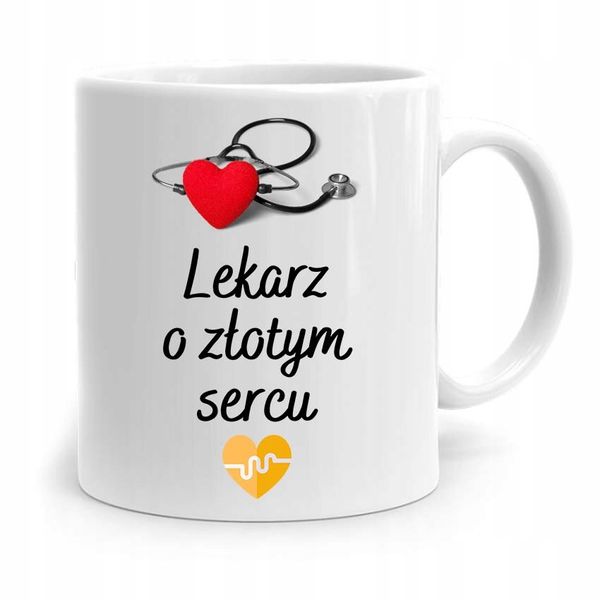 Kubek Prezent Dla Doktora Lekarz O Złotym Sercu Z Nadrukiem Ze Zdjęciem zdjęcie 1
