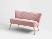 Sofa 2 osobowa HARRY - różowa beza, naturalny, design retro do salonu