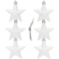 Bombki choinkowe 6 szt. gwiazdki ozdoby świąteczne zestaw białe
