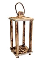 Lampion drewniany latarnia 40cm uchwyt baza pod stroik dekoracja + nóżki opalany