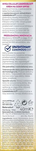 NIVEA CELLULAR LUMINOUS 630 Krem na przebarwienia plamy z filtrem SPF50 na Arena.pl