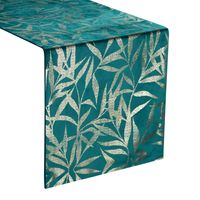 Bieżnik dekoracyjny/ szarfa BLINK-15 35x180 ciemnoturkusowy w liście