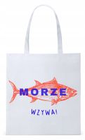 Dla Wędkarza Rybaka Torba Eco Biała Shopper Z Nadrukiem Ze Zdjęciem