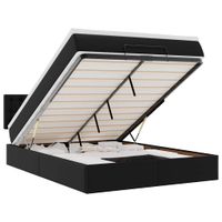 Łóżko otomana z materacami i LED, czarna, 140x200cm, ekoskóra