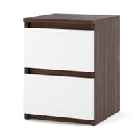 Szafka Nocna Nowoczesna Nakastlik 2 Szuflady Brązowa Dąb Wenge Biały Stolik