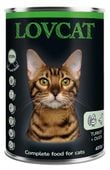 Karma dla kota bez sztucznych dodatków - Lovcat 50% INDYK i 20% KACZKA 400g