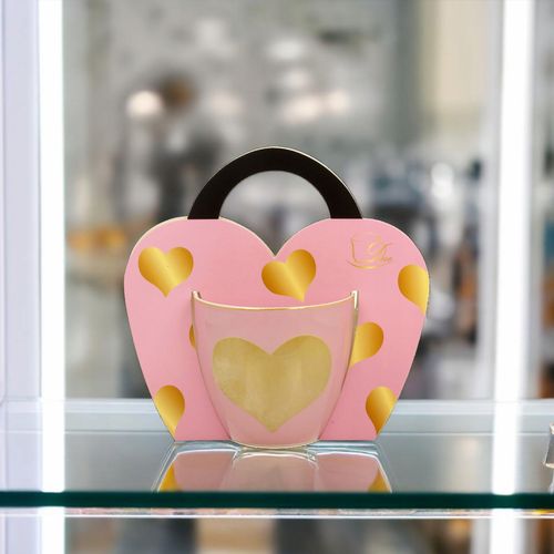 KUBEK RÓŻOWY SERCE DUŻY 460ML Z UCHEM UNIWERSALNY PORCELANA DO KAWY HERBATY na Arena.pl