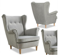 Fotel uszak skandynawski szary siwy popielaty jasny welur Ari Family Meble