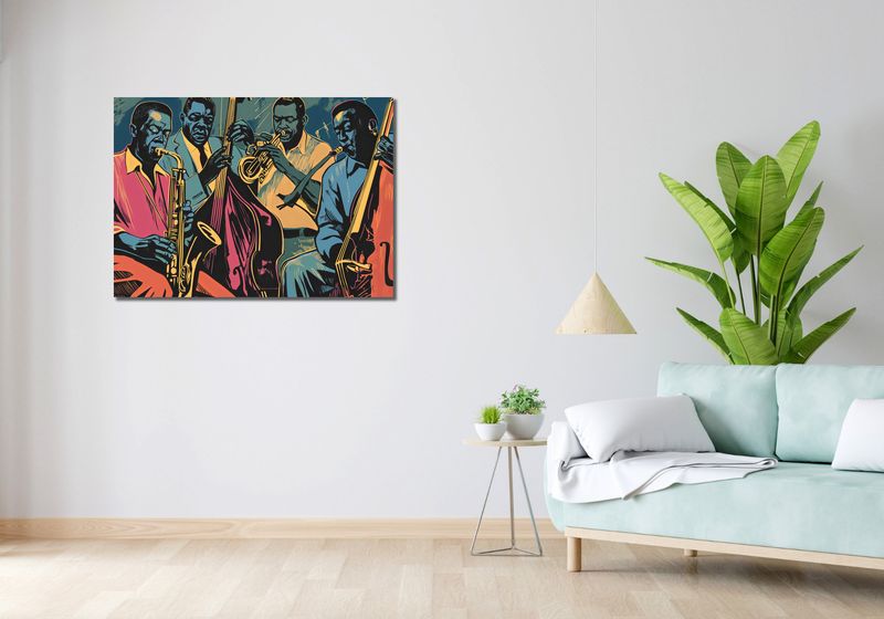 Obraz 100x70cm Jazzmani w Gazie zdjęcie 2