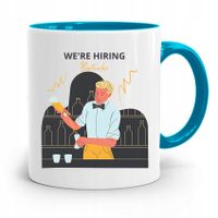 Kubek Błękitny Dla Barmana Hiring Bartender Z Nadrukiem Ze Zdjęciem