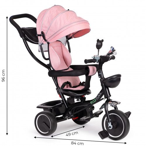 ROWEREK ECOTOYS 3W1 OBRACANE SIEDZENIE DASZEK RÓŻOWY DZIECI 1-4 zdjęcie 8