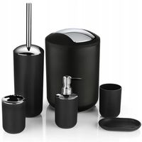 ZESTAW ŁAZIENKOWY CZARNY DO WC KOSZ SZCZOTKA DOZOWNIK MYDŁA KUBKI 6w1 LOFT