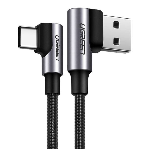 Kabel USB do USB-C, kątowy UGREEN US176, 3A, 1m (czarny) zdjęcie 1