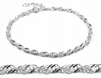 BRANSOLETKA DAMSKA SINGAPUR ZE SREBRA PRÓBY 925 REGULOWANA