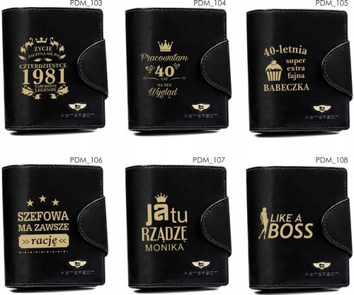 Portfel skórzany czarny damski prezent NA URRODZINY DLA NIEJ z GRAWEREM na Arena.pl