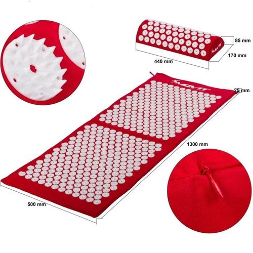 Mata do akupresury z poduszką Movit 130 x 50 cm - czerwona na Arena.pl