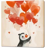 Obraz 90x100cm Pingwinek z Balonami