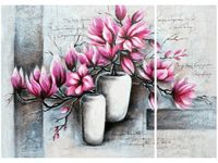 70X50CM MAGNOLIE WAZONACH DWÓJ OBRAZ NIESYMETRYCZNY